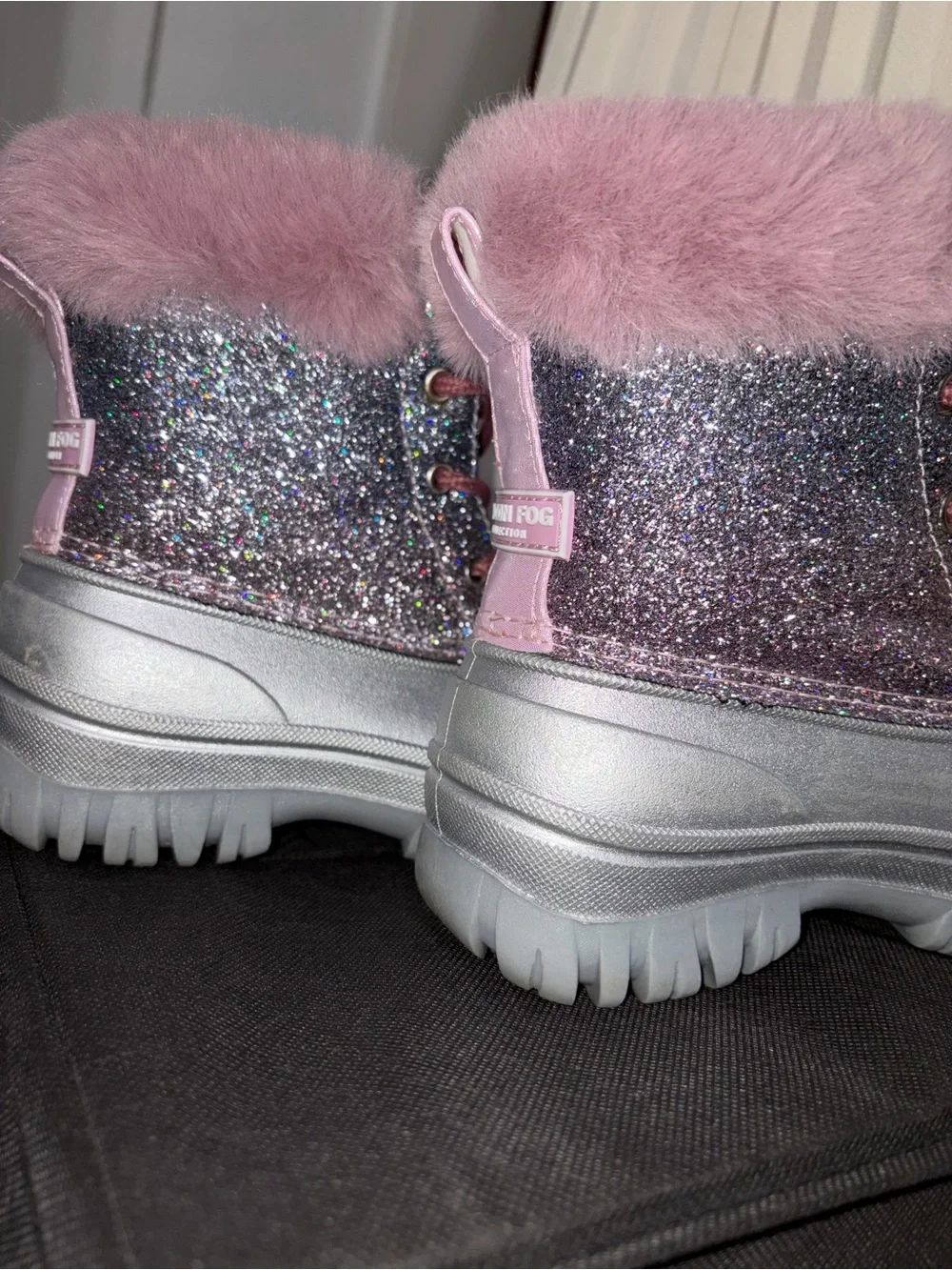 London Fog Girls Pink/Silver Glitter Winter Duck Boots - Size 3